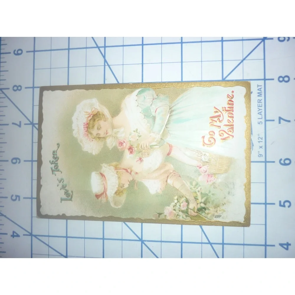 Vintage 1915 Valentine Postcard Love's Token Victorian Women Embossed Germany